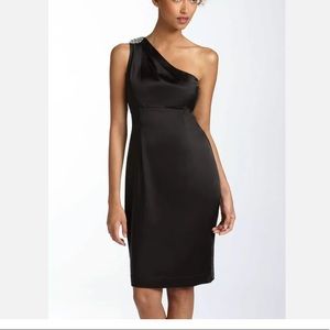 CALVIN KLEIN  One Shoulder Satin Cocktail Dress